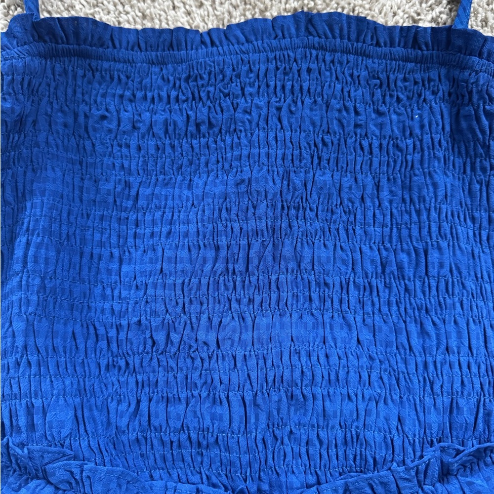 Women’s Blue Smocked Tiered Maxi Dress Spaghetti Strap Spring Size Medium NWT - Picture 5 of 11